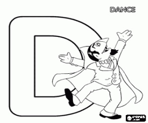 Colorear Letra D con el Conde Dr�cula bailando