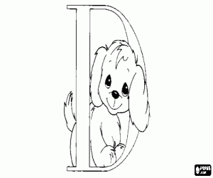 Colorear Letra D con un perrito