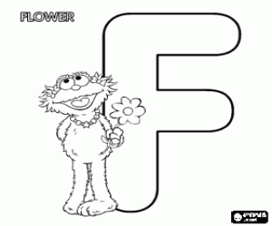 Colorear Letra F con Zoe y una flor