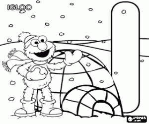 Colorear Letra I con Elmo al lado de un igl�