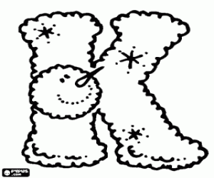Colorear Letra K y un mu�eco de nieve