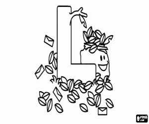 Colorear Letra L con un mont�n de hojas y algunas cartas