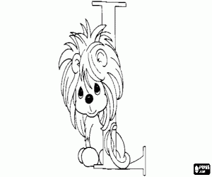 Colorear Letra L con un peque�o le�n