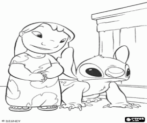 Colorear Lilo y su extra�o perrito, Stitch