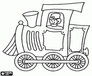 Colorear Locomotora a vapor con maquinista