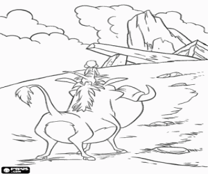 Colorear Los amigos de Simba, Tim�n y Pumba, acerc�ndose a la Roca del Rey