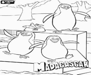 Colorear Los ping�inos del zoo de Central Park contentos con su comida 