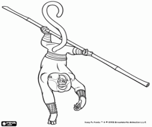 Colorear Maestro Mono, uno de los Cinco Furiosos entrenados por el maestro Shifu en el Valle de la Paz