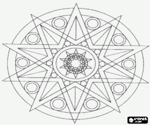 Colorear Mandala con c�rculos y estrella