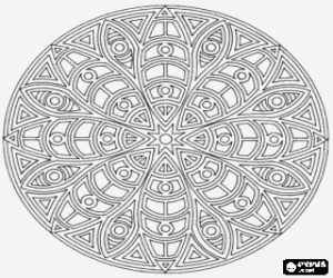 Colorear Mandala en forma de estrella o margarita dentro de un c�rculo