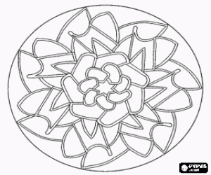 Colorear Mandala en forma de flor dentro de un c�rculo