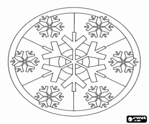 Colorear Mandala navide�o con cristales de hielo, los que forman los copos de nieve