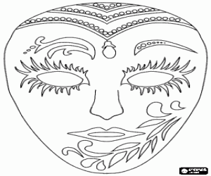 Colorear M�scara de carnaval decorada con motivos de fantas�a