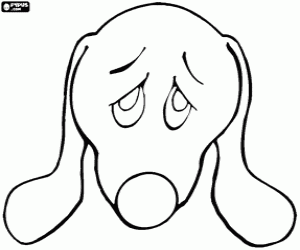 Colorear M�scara de perro triste con largas orejas