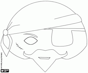 Colorear M�scara de pirata con el pa�uelo en la cabeza y un ojo tapado
