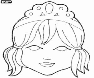 Colorear M�scara de princesa con su tiara o diadema en la cabeza