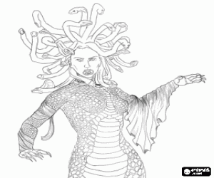 Colorear Medusa, monstruo femenino de la mitolog�a griega que volvi� de piedra a aquellos que la miraban