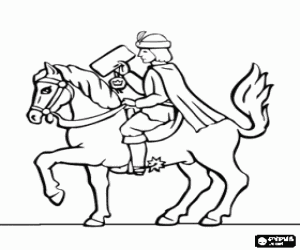 Colorear Mensajero real o del rey a caballo