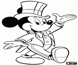 Colorear Mickey Mouse muy elegante en la celebraci�n de la Nochevieja o la noche de f�n de a�o