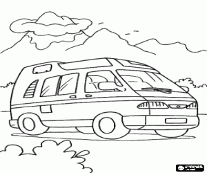 Colorear Minibus en una excursi�n a la monta�a
