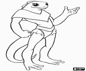 Colorear Monstruo medio humano medio anfibio, como un lagarto erguido o en pi�