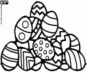 Colorear Mont�n de huevos de Pascua decorados con motivos geom�tricos