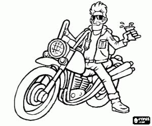 Colorear Moto chopper con su propietario