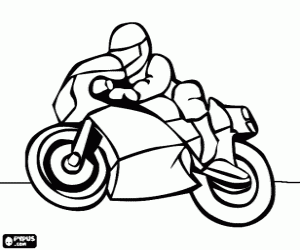 Colorear Moto de carreras con piloto
