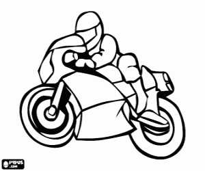 Colorear Moto deportiva con su piloto