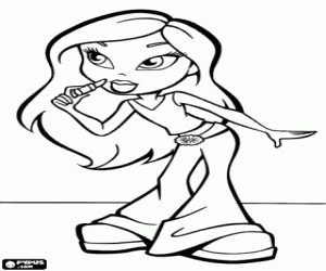 Colorear Muchacha Bratz pint�ndose los labios para estar m�s guapa