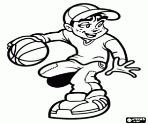 Colorear Muchacho driblando, botando el bal�n de baloncesto