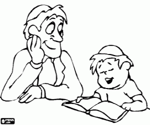 Colorear Muchacho estudiando junto con su maestro, ambos con la kip�, peque�a gorra ritual