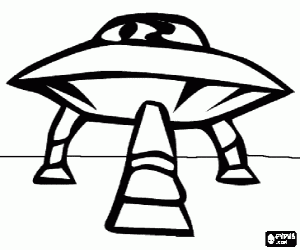 Colorear Nave extraterrestre, platillo volante o OVNI se ha posado o aterrizado sobre la superf�cie