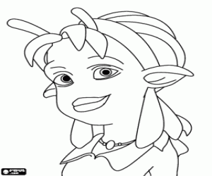 Colorear Neera, la amiga de Lem, la t�pica chica, lista, guapa de piel verde y con unas atractivas antenas en su frente