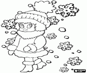Colorear Ni�a muy abrigada para el invierno