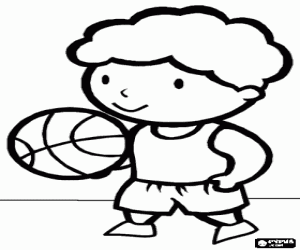 Colorear Ni�o, jugador de baloncesto con un bal�n