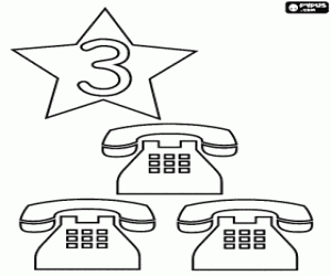 Colorear N�mero 3 dentro de una estrella con tres tel�fonos