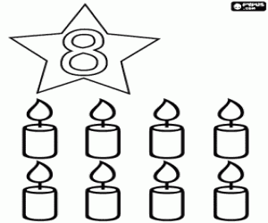 Colorear N�mero 8 dentro de una estrella con ocho velas
