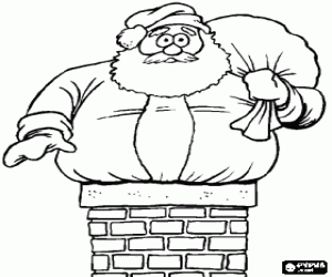 Colorear Pap� Noel con problemas para pasar por la chimenea