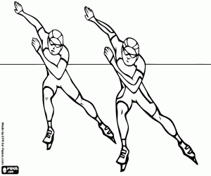Colorear Patinadores de velocidad en una carrera de patinaje de velocidad sobre hielo