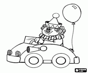 Colorear Payaso conduciendo un peque�o coche en la actuaci�n del circo