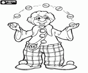 Colorear Payaso haciendo juegos malabares con las bolas