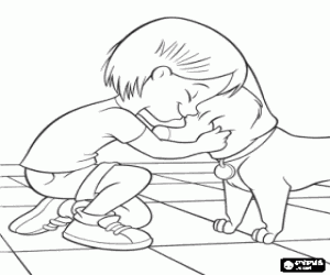 Colorear Penny abraza a Bolt - Peni abraza a Rayo