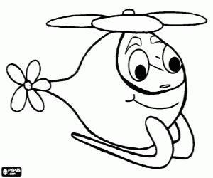 Colorear Peque�o helic�ptero con cara