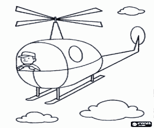 Colorear Peque�o helic�ptero volando entre las nubes
