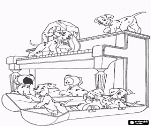 Colorear Perritos d�lmata jugando en el piano
