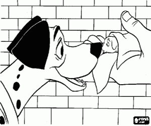Colorear Perro d�lmata con su cr�a