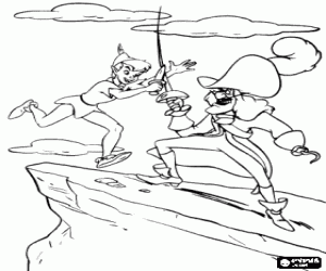 Colorear Peter Pan luchando con el Capit�n Garfio