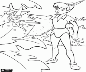 Colorear Peter Pan y Campanilla