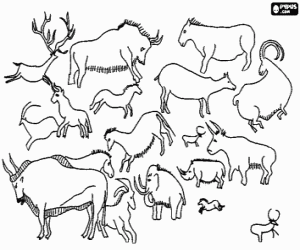 Colorear Pinturas rupestres que representan los animales que cazaban